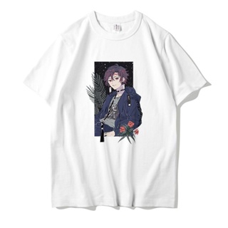 น่ารัก Demon Slayer Anime ผู้ชายเสื้อยืดแขนสั้นผ้าฝ้ายแท้ เสื้อขาว เสื้อผู้ชาย