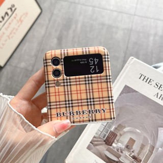 เคสโทรศัพท์มือถือแบบนิ่ม กันกระแทก ลายตาราง L-V BB หรูหรา สําหรับ Samsung Galaxy Z Flip 4 3 5G Z Flip3 Flip4