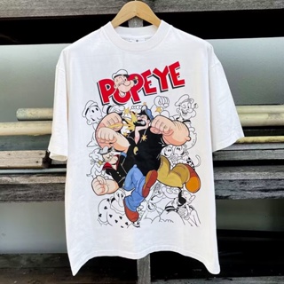 เสื้อยืดแขนสั้น คอกลม ผ้าฝ้ายแท้ พิมพ์ลายการ์ตูน Popeye Oliver Sailor Bobby สําหรับผู้ชาย และผู้หญิง S-5XL