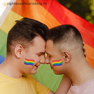 Righteousflourishs.th สติกเกอร์รอยสักชั่วคราว ลายพราง LGBT สําหรับติดตกแต่งใบหน้า