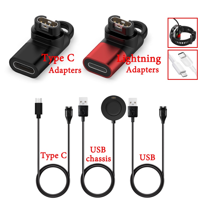 สายชาร์จ USB สําหรับ Garmin Venu 3 2 Forerunner 265 165 158 Fenix 8 7 7X 7S 6 6X 6S 5X Type C/iOS อะแดปเตอร์