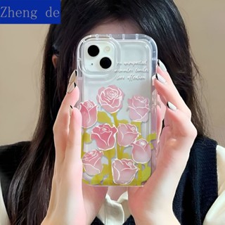 เคสโทรศัพท์มือถือนิ่ม แบบใส กันกระแทก กันเลนส์ ลายดอกกุหลาบ สําหรับ Apple Iphone 14ProMax 13 XR 12 11 8 M8FQ