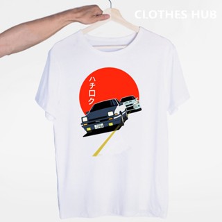 เสื้อยืดแขนสั้น พิมพ์ลายการ์ตูนญี่ปุ่น Ae86 Initial D สําหรับผู้ชาย