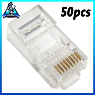 [Ready] 50x RJ45 Cat5e Cat6 Network LAN Patch Cable End Crimp Plug Connector Gold Pins [F/9]