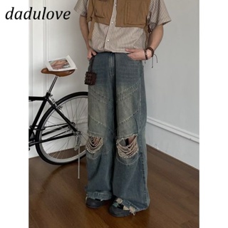 DaDulove💕 New American Ins High Street Retro Ripped Jeans Niche High Waist Loose Wide Leg Pants Trousers