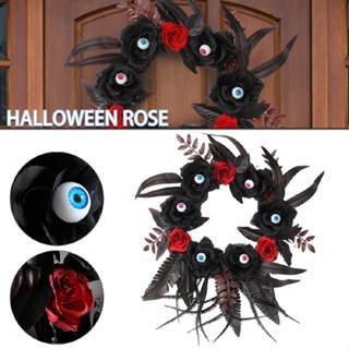 Simulation Rose Eyeballs Withered Branch Wreath Halloween Decorated Rattan Ring