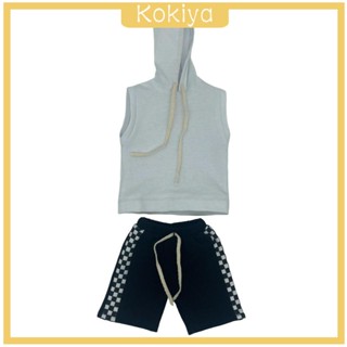 [Kokiya] เสื้อกันหนาวแขนกุด มีฮู้ด และกางเกง 1/12 แฮนด์เมด สําหรับตุ๊กตาฟิกเกอร์ 6 นิ้ว 2 ชิ้น