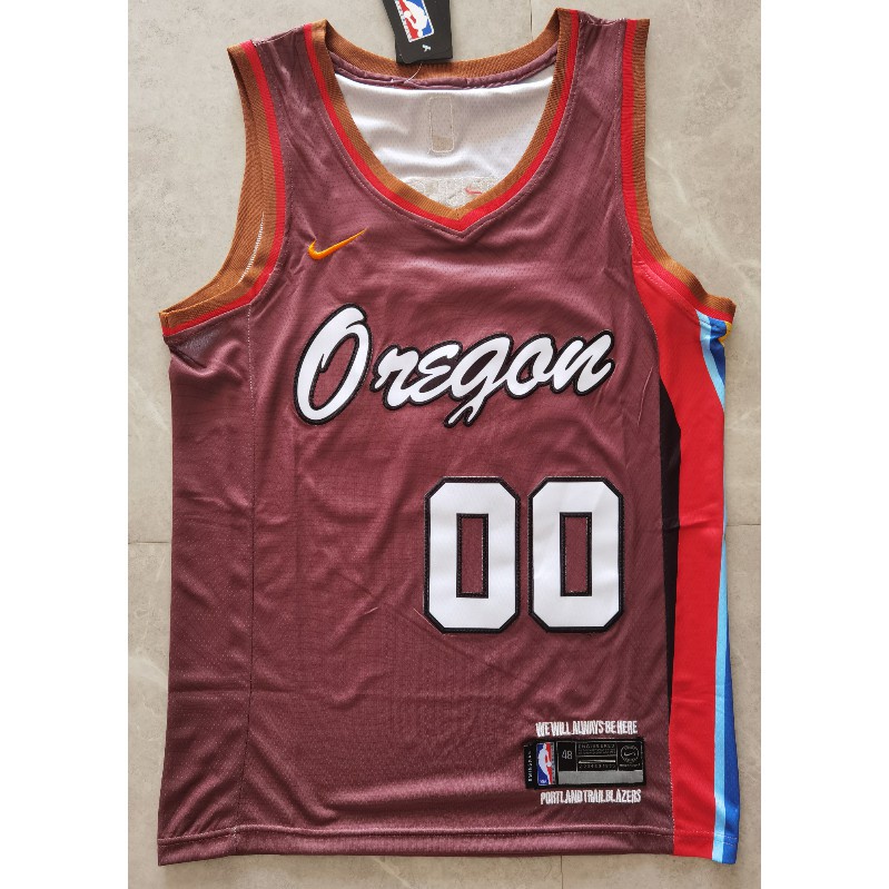 เสื้อกีฬาแขนสั้น ลายทีม NBA Portland 2021 เสื้อกีฬาบาสเก็ตบอล 00 ANTHONY City Edition สีน้ําตาล 958718