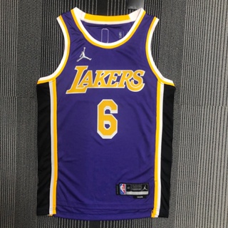 เสื้อกีฬาบาสเก็ตบอล ลาย NBA Jersey Los Angeles Lakers 6 Lebrown James ครบรอบ 75 ปี สีม่วง สําหรับผู้ชาย 511743