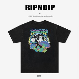 Ripndip เสื้อยืดแขนสั้น ลายแมวนิ้วกลาง ราคาถูก แฟชั่นสําหรับผู้ชายและผู้หญิง