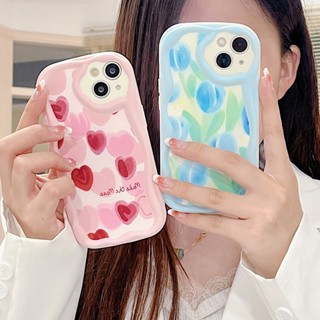 เคสโทรศัพท์ Anti-Collision TPU ซิลิโคนแฟชั่นน่ารักสีฟ้าอ่อนทิวลิปสีชมพูรูปหัวใจกรณีโทรศัพท์ Realme Narzo 50A 50i Prime N55 N53 50/30 30A 20A 20 Pro กรณีโทรศัพท์กันกระแทกด้านหลัง