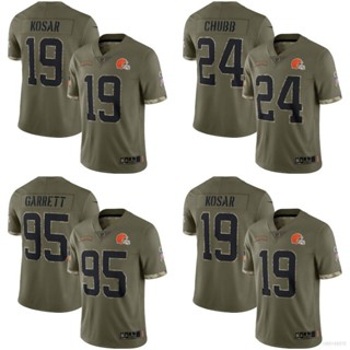 เสื้อยืดกีฬาแขนสั้น ลายทีมฟุตบอล QY NFL Cleveland Browns Jersey Kosar Garrett Chubb สําหรับผู้ชาย