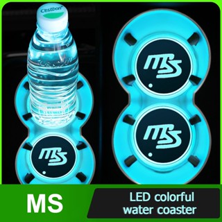แผ่นรองแก้วน้ํา มีไฟ Led สีสันสดใส สําหรับรถยนต์ MS