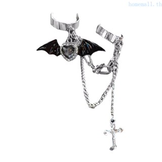 HO Crossed Pendant Loves Rhinestones Bat Wing Ring for Women Girls Accessories