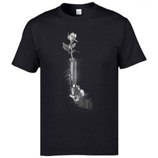 [S-5XL]เสื้อยืดคอกลม ผ้าฝ้าย พิมพ์ลาย Gun And Rose ออกแบบดี ทันสมัย สําหรับผู้ชาย