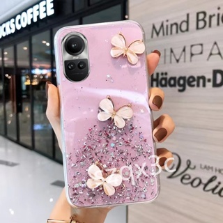 พร้อมส่ง เคสโทรศัพท์มือถือนิ่ม แบบใส ปิดด้านหลัง ลายผีเสื้อ ประดับกลิตเตอร์ เลื่อมแวววาว สําหรับ OPPO Reno 10 Pro+ RENO10 Pro 5G Plus 2023 RENO10