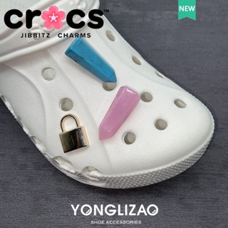 Jibbitz crocs จี้คริสตัล สีเขียวขุ่น สําหรับตกแต่งรองเท้า DIY