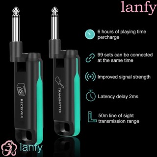 Lanfy WS70 เครื่องรับส่งสัญญาณเสียงกีตาร์ไร้สาย ดิจิทัล บลูทูธ UHF ขนาดเล็ก ชาร์จได้