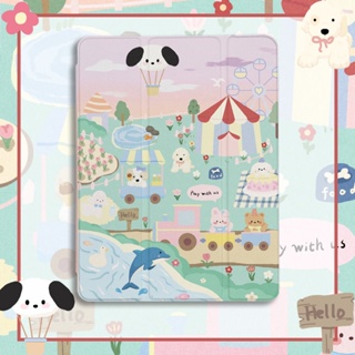 เคสแท็บเล็ต Tpu ใส กันกระแทก ลายการ์ตูนสวนสาธารณะ พร้อมช่องใส่ปากกา สําหรับ iPad 2021 Pro11 gen7 8 9 10.2 Air1 2 9.7 Air 4 10.9 gen 10 2022 mini 4 5