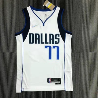 เสื้อกีฬาบาสเก็ตบอล NBA Dallas Mavericks สําหรับผู้ชาย #77 เสื้อกีฬาแขนสั้น ลายทีมชาติสวิงแมน Luka Doncic ครบรอบ 75 ปี ประดับเพชร สีขาว สไตล์เรโทร 226136