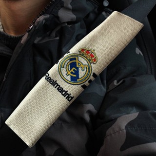 Four Seasons Universal Automobile Seat Belt Shoulder Protector Car Accessories Cotton and Linen Breathable Sweat Absorbing Football Fan Supplies Real Madrid Barcelona oWV1