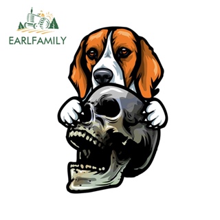 Earlfamily สติกเกอร์ ลายกะโหลก Fou Basset Hound Skull สําหรับติดตกแต่งรถยนต์ ตู้เย็น รถจักรยานยนต์ 13 ซม. x 8.8 ซม.