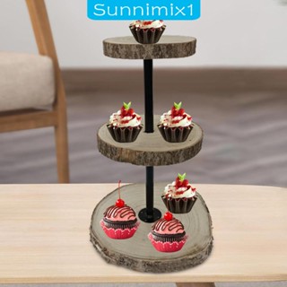 [Sunnimix1] แผ่นไม้วางคัพเค้ก ผลไม้ ขนมขบเคี้ยว 3 ชั้น สําหรับปาร์ตี้ ชา ขนมหวาน