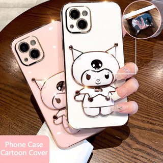 สําหรับ Huawei Nova 7i 7SE 7 7Pro 5T 4 3 3i เคสมือถือ Soft TPU Case เคสป้องกัน Luxury Cute Cartoon Mirror Kuromi Bracket กันกระแทก เปลือกไฟฟ้า