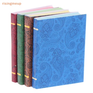 [risingmeup] โมเดลหนังสือจิ๋ว 1/12 สําหรับตกแต่งบ้านตุ๊กตา 4 ชิ้น