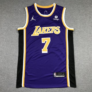 เสื้อกีฬาแขนสั้น คอกลม ลายโลโก้ NBA Los Angeles Lakers ครบรอบ 75 ปี สีม่วง 173630