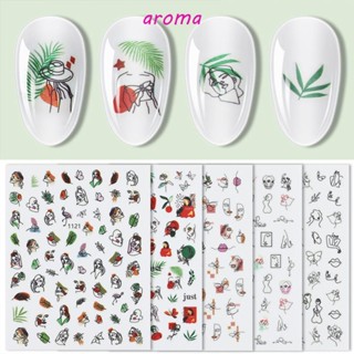 Aroma สติกเกอร์ มีกาวในตัว แฟชั่น สําหรับตกแต่งเล็บ