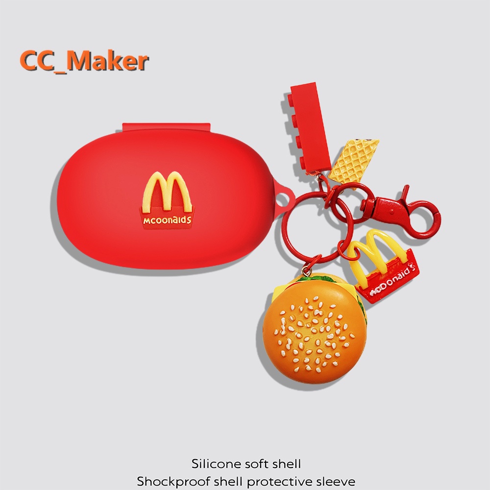 For JBL Free II Case Cartoon Burger Fries Keychain Pendant JBL Free II Silicone Soft Case Shockproof Case Protective Cover Cute Sailor Moon Creative Astronaut Minions JBL Reflect Flow Pro / JBL Live Free NC / JBL TUNE115 TWS Cover