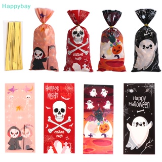 &lt;Happybay&gt; ถุงพลาสติกใส่ขนมคุกกี้ บิสกิต ขนมขบเคี้ยว ขนมขบเคี้ยว ลาย Happy Halloween สําหรับตกแต่งปาร์ตี้ฮาโลวีน ลดราคา 100 ชิ้น