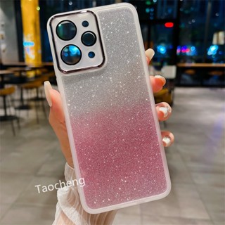 เคสโทรศัพท์มือถือแบบนิ่ม TPU ใส ผิวด้าน กันกระแทก แต่งกลิตเตอร์ สีชมพู ระยิบระยับ สีขาว สําหรับ Redmi 12 Redmi12 4G 2023