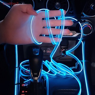 [EruditerT] สายไฟนีออน Led 1 เมตร ยืดหยุ่น ชาร์จ USB สําหรับตกแต่งภายในรถยนต์ 1 ชิ้น