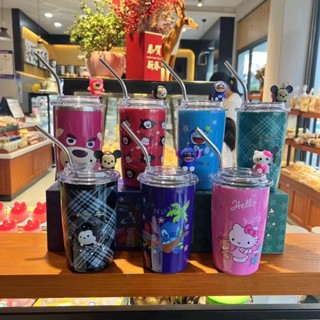 ถ้วยกาแฟการ์ตูนดิสนีย์หมีLotso450มล กระติกน้ำสูญญากาศน่ารักLotsoแก้วเก็บความเย็นสุดคูล ลายหมีลอตโซ่ (แถมฟรีหลอด+ตุ๊กตา)