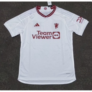 เสื้อกีฬาแขนสั้น ลายทีมฟุตบอล Manchester United 2 Away 23-24 แห้งเร็ว สําหรับผู้ชาย ไซซ์ S - XXL