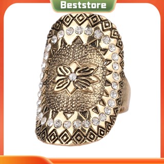 Beststore|  แหวนนิ้วมือ ฝังพลอยเทียม ลายดอกไม้ เครื่องประดับสตรี