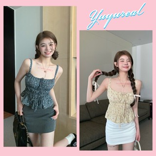 เสื้อกล้ามตัวสั้นลายดอกไม้สไตล์ฝรั่งเศส