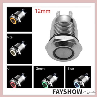 Fay สวิตช์ปุ่มกดโลหะ 3V 5V 9V 12V 24V 110V 220V เปิด/ปิด LED