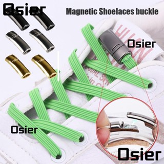 OSIER Creative Quick No Tie Shoe laces Button Sports Lazy Laces Agrafe Magnetic Locking ShoeLaces Buckle Accessories Kids Adult Fashion Flat Sneakers Metal Lock