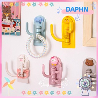 DAPHS 4 ชิ้น ตะขอหมุน อุปกรณ์เสริมในบ้าน สติกเกอร์ กาว แขวนผนัง