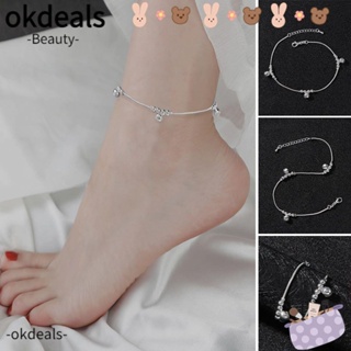 OKDEALS สร้อยข้อเท้าโซ่ชุบเงิน เครื่องประดับแฟชั่น เรียบง่าย