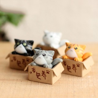 Family Shorage Cartoon Poor Box Cat Model รูปปั้นขนาดเล็ก Micro Landscape ตกแต่งโต๊ะสำหรับรถบ้าน