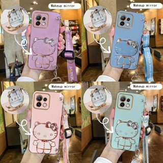 เคส Xiaomi Mi 11 Lite เคส Xiaomi Mi 8 เคส Xiaomi Mi 9 Pro Casing Xiaomi 11T Pro Case Xiaomi Poco X3 NFC X3 Pro Case Xiaomi Poco M3 Poco C40 Case Vanity Mirror Cute Hello Kitty Anime Stand Wrist Band With Metal Sheet Phone Case SK โทรศัพท์มือถือ