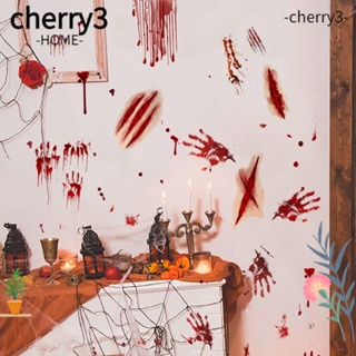 CHERRY3 สติกเกอร์ PVC ลายเลือด ฮาโลวีน ของขวัญ สําหรับตกแต่งประตู หน้าต่าง ปาร์ตี้ฮาโลวีน