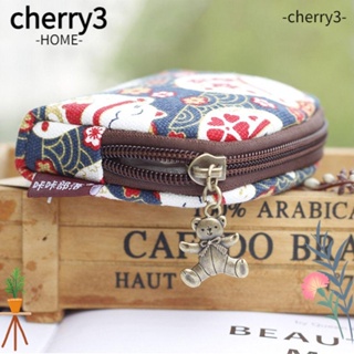 Cherry3 กระเป๋าใส่เงิน ผ้าแคนวาส พิมพ์ลายการ์ตูน สําหรับผู้หญิง