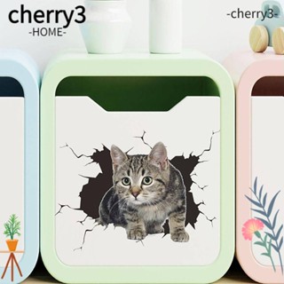 Cherry3 สติกเกอร์ไวนิล 3D ใช้ซ้ําได้ สําหรับติดตกแต่งผนังบ้าน 5 ชิ้น