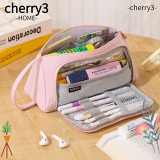 Cherry3 กระเป๋าดินสอ กระเป๋าเครื่องสําอาง อเนกประสงค์ แบบมือถือ มีหลายช่อง