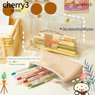 Cherry3 กระเป๋าดินสอ ความจุขนาดใหญ่ แบบพกพา สีโปร่งใส สําหรับใส่เครื่องเขียน โรงเรียน